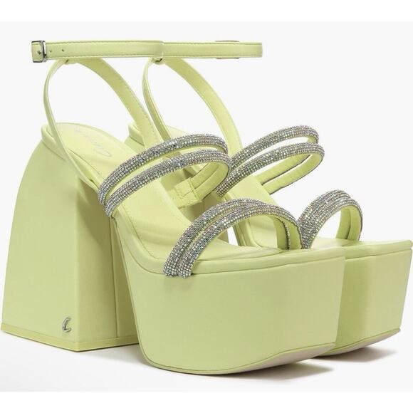 Circus NY by Sam Edelman Mila Jewel 8 M Lime Green Platform Sandals Crystals - Picture 3 of 5